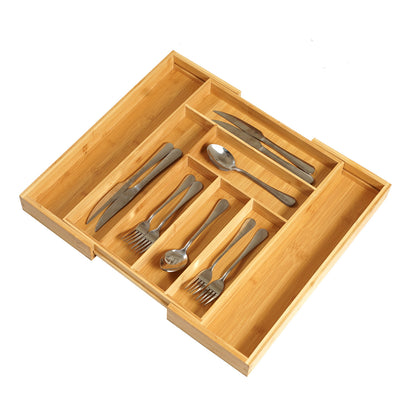 Bamboo Retractable Knife Box Drawer Storage Box