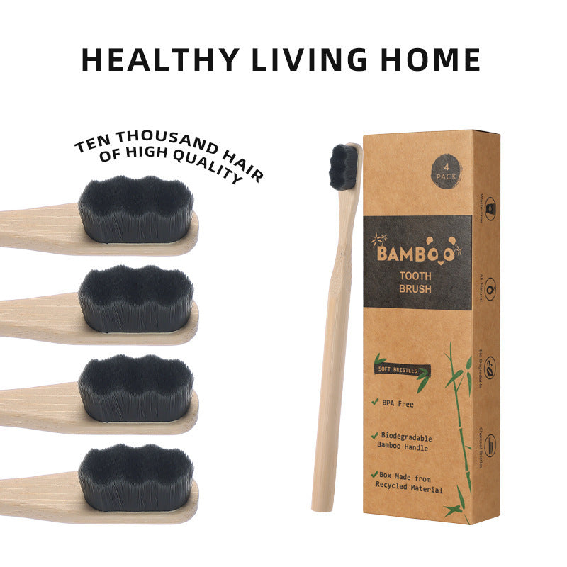 4 PCs Environmental Protection Bamboo Toothbrush